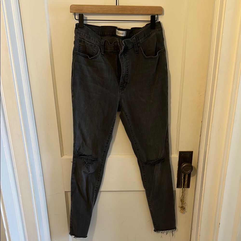 Madewell Black Stretch Skinny Jeans - Distressed